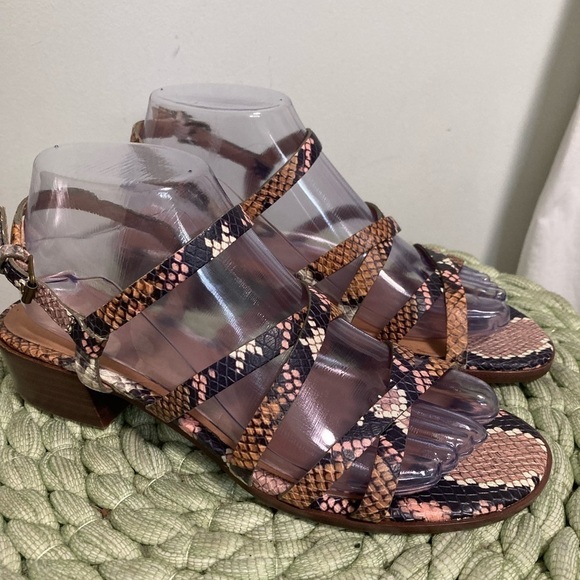 Madewell Lori Stappy Multi Color Snakeskin Leather Low Heel Sandal NWT - Picture 4 of 14